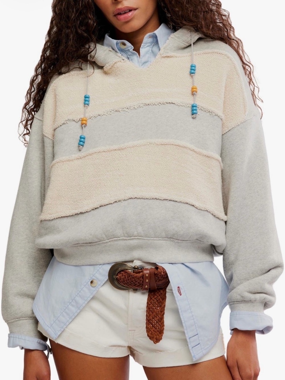 NWT Free People Camp Crush Crop Cotton Blend Hoodie